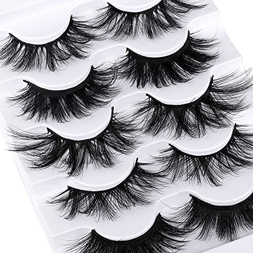 Faux Mink Eyelashes Fluffy Volume 5 Styles Mixed Natural False Eyelashes Wispy 3D Crossed Thick Soft Lashes Pack