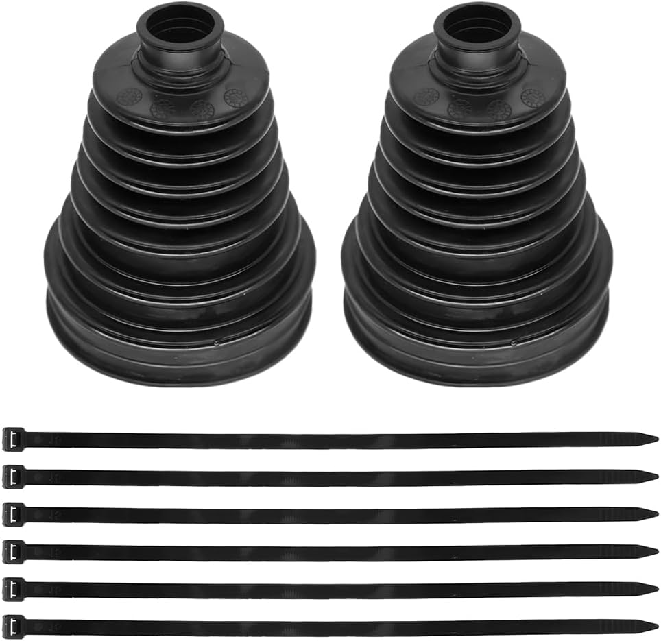 BESULEN 2PCS Car CV Joint Boot Kit, Flexible Vehicle Constant Velocity Dust Cover with 6 Cable Ties, Automotive Front Rear Axle Boot Repair Tools Accessories, Universal Fit