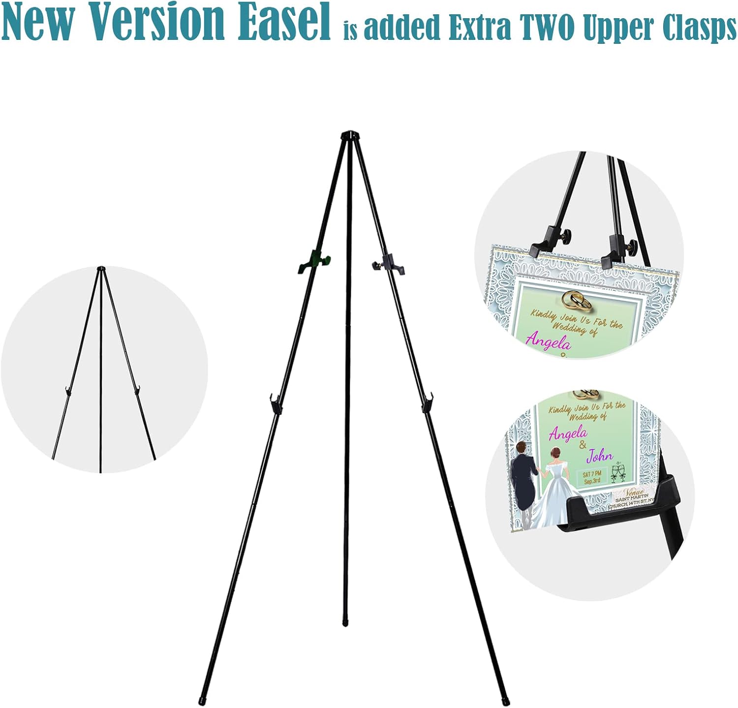 63" Instant Easels Stand for Wedding Sign Posters,Adjustable Metal Easels for Display Painting Canvas,Folding Tripod with Portable Bag by JoyYeux,Black 1Pack