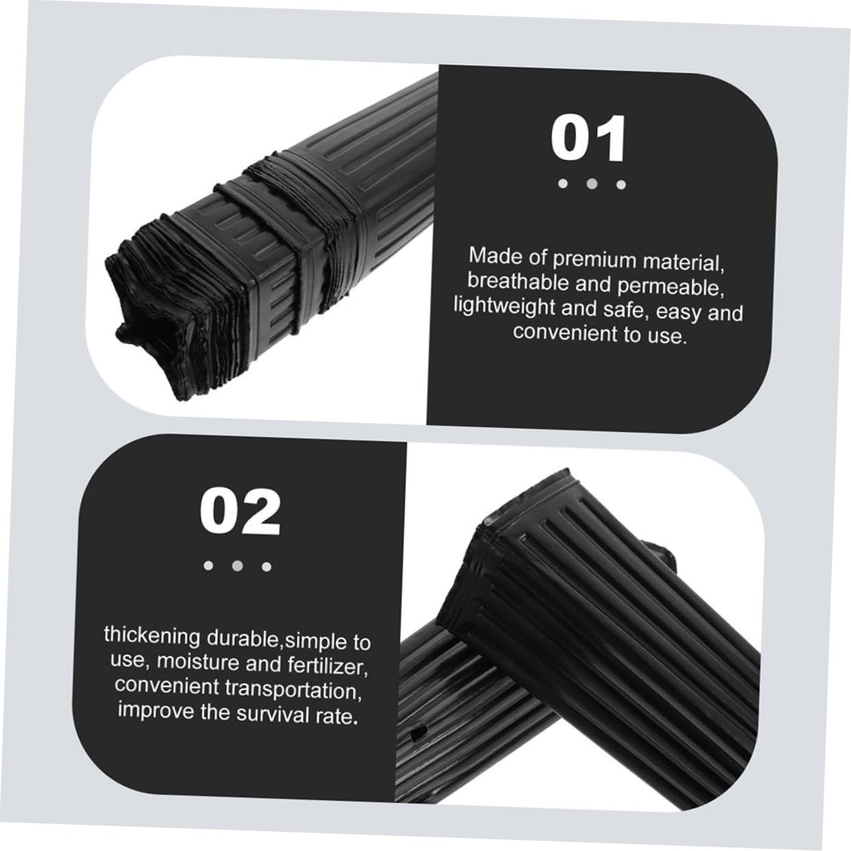 MAGICLULU Lot de 60 Godets pour Semis Plastique Noir pour Arbres et Fleurs, Pots de Culture Épais en PP Perméabilité à l'eau, pour Pépinière et Jardinage