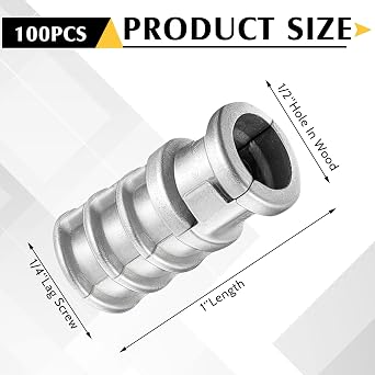 Zonon 100 Pcs 1/4 x 1 Lag Shield Anchor Bulk Long Zinc Alloy Bolts Concrete Anchors Lag Screws Masonry Anchors Hole