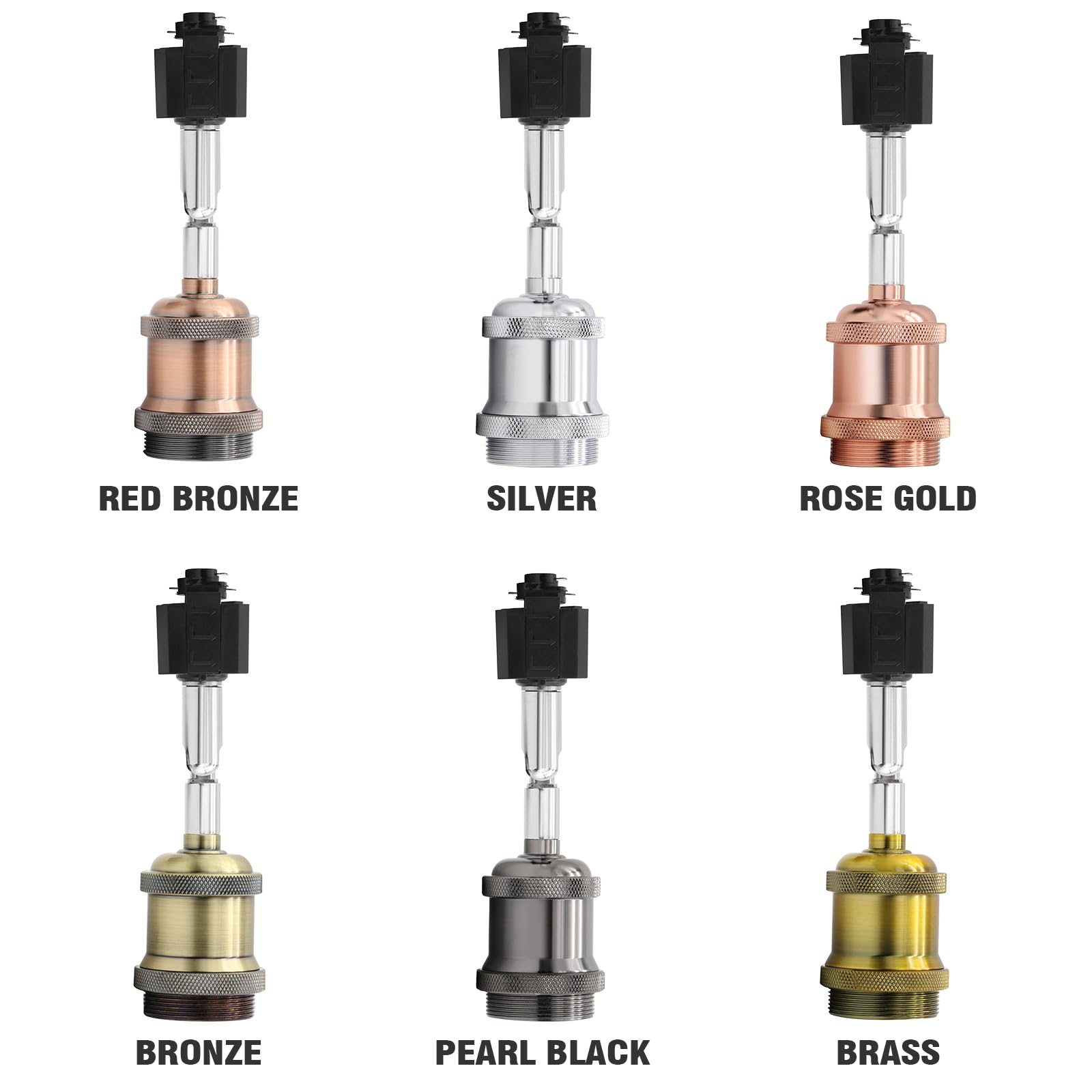 Hiiglxii E26 Track Light Heads H Type Track Lighting Heads Direction Adjustable LED Track Lights Fixture Dimmable for Kitchen, Retro Vintage Style, Bulbs Not Included - Pack of 4(Brass)