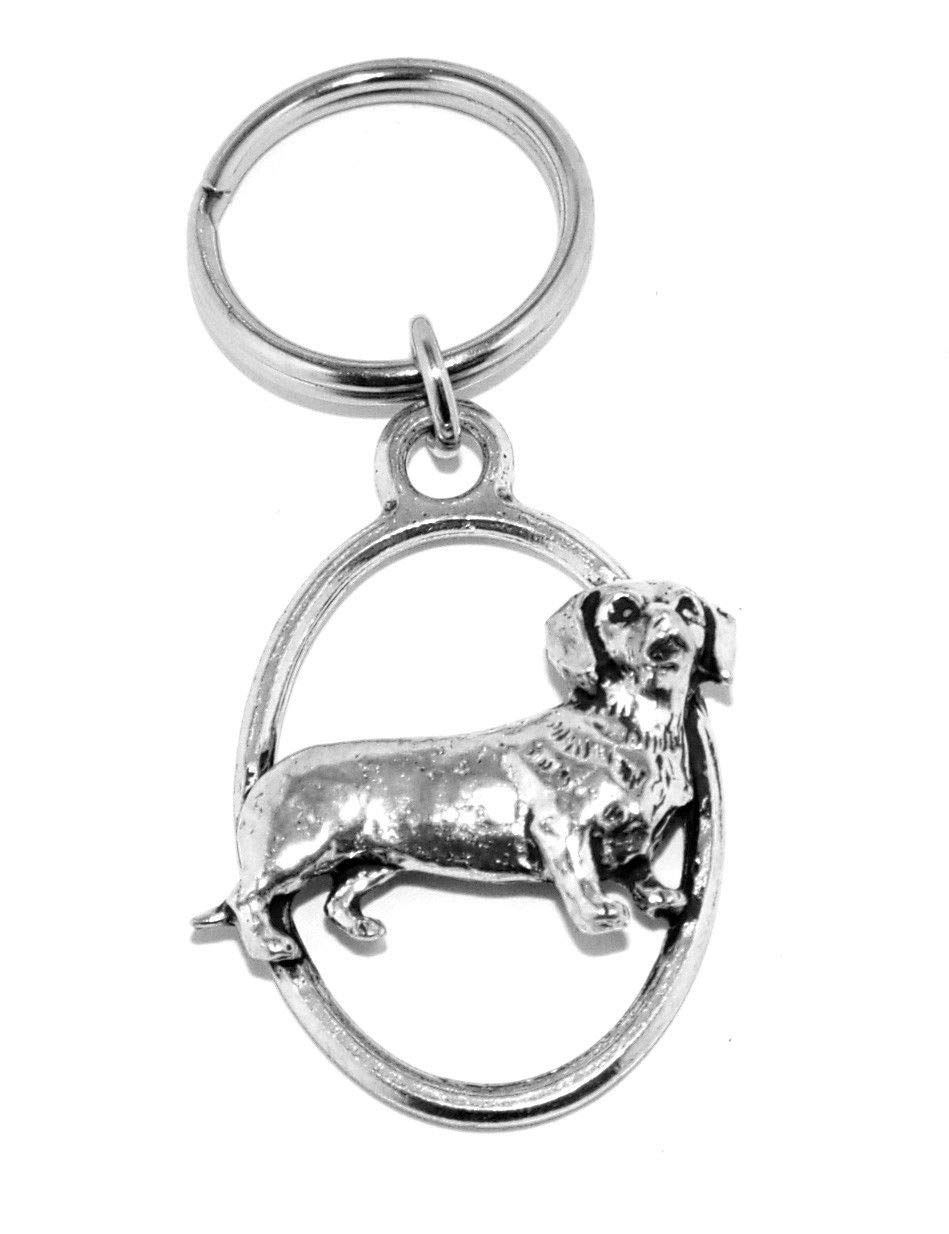 British Keychains Silver Fine Pewter Dachshund Keyring With Gift Pouch