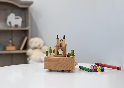 Miniatura 6 de Cottage Garden Castle Car - Figura musical de madera de haya, 6 pulgadas