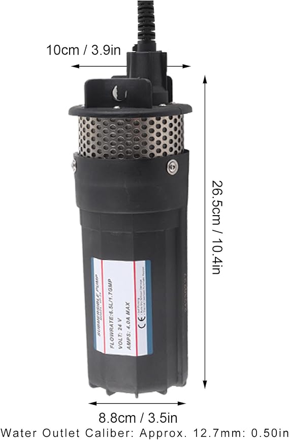 DC 24V Solar Submersible Water Pump, 230Ft Lift, 6.5L/Min Deep Well Pump for Irrigation Pond, Quick Disconnect, Dry Run Protection(Black)
