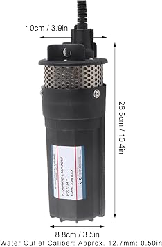 DC 24V Solar Submersible Water Pump, 230Ft Lift, 6.5L/Min Deep Well Pump for Irrigation Pond, Quick Disconnect, Dry Run Protection(Black)