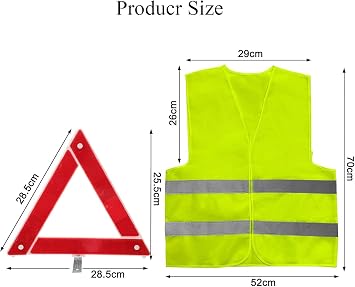 ZNFDOS 2-in-1 Car Emergency Kit – Includes Approved Reflective Car Triangle and High-Visibility Vest, Essential for Cars, Motorcycles, and Campers