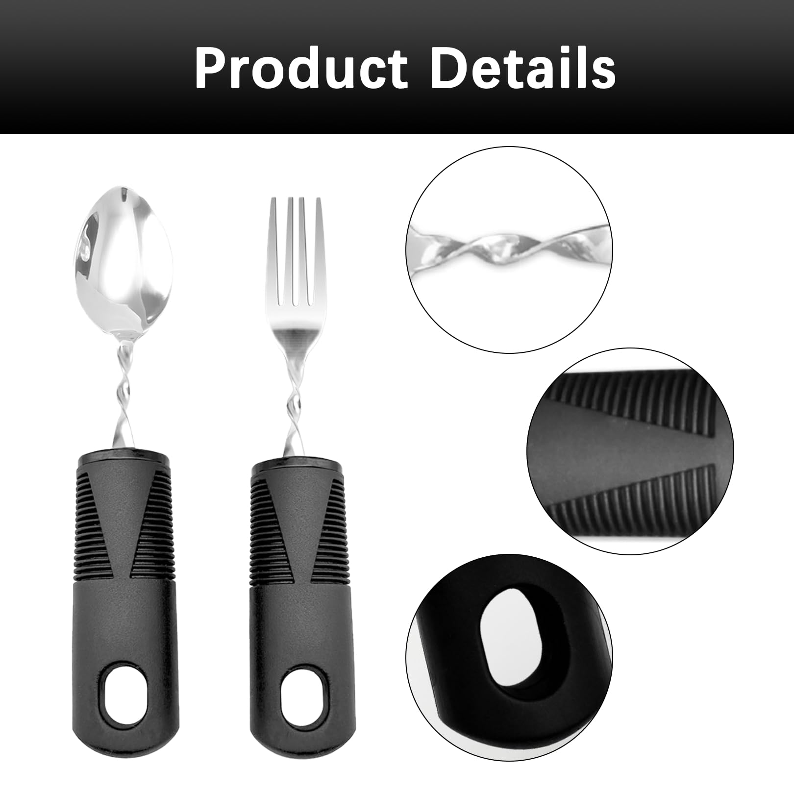 2 sztuki sztućców, sztućce dla osób niepełnosprawnych, Parkinson Cutlery with Thick Handle, Cutlery for Parkinson Seniors Disabled,Parkinson Aid,dla osób starszych, artretyzmu, choroby Parkinsona,
