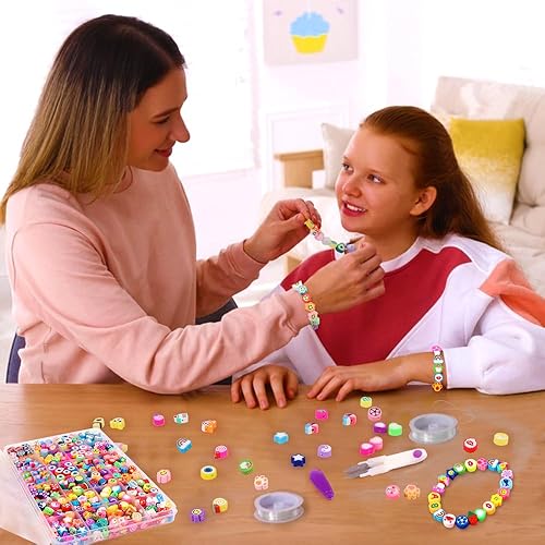 Miniatura 6 de JOICEE 480PCS Fruit Flower Polymer Clay Beads, 24 Style Cute Heart Mushroom Clay Beads Charms for Jewelry Necklace Earring Making, DIY Bracelet