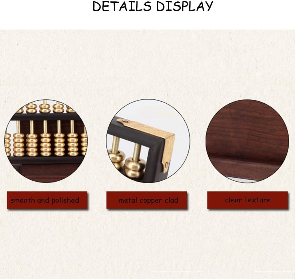 Chinese Abacus, Copper Beads Art Collection, Professional Math Tool, Home Decoration Gift, Yellow, 20x8.5x2.5cm 1pcs