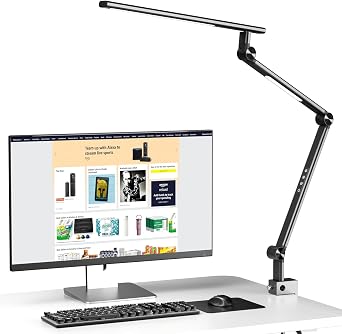 Verski Desk Lamp LED Dimmable 18 W Double Light Source Desk Lamp for Home Office Clampable Eye Protection Daylight Lamp 5 Colour Temperatures and Brightness Adjustable Office Table Lamp [Energy Class A]