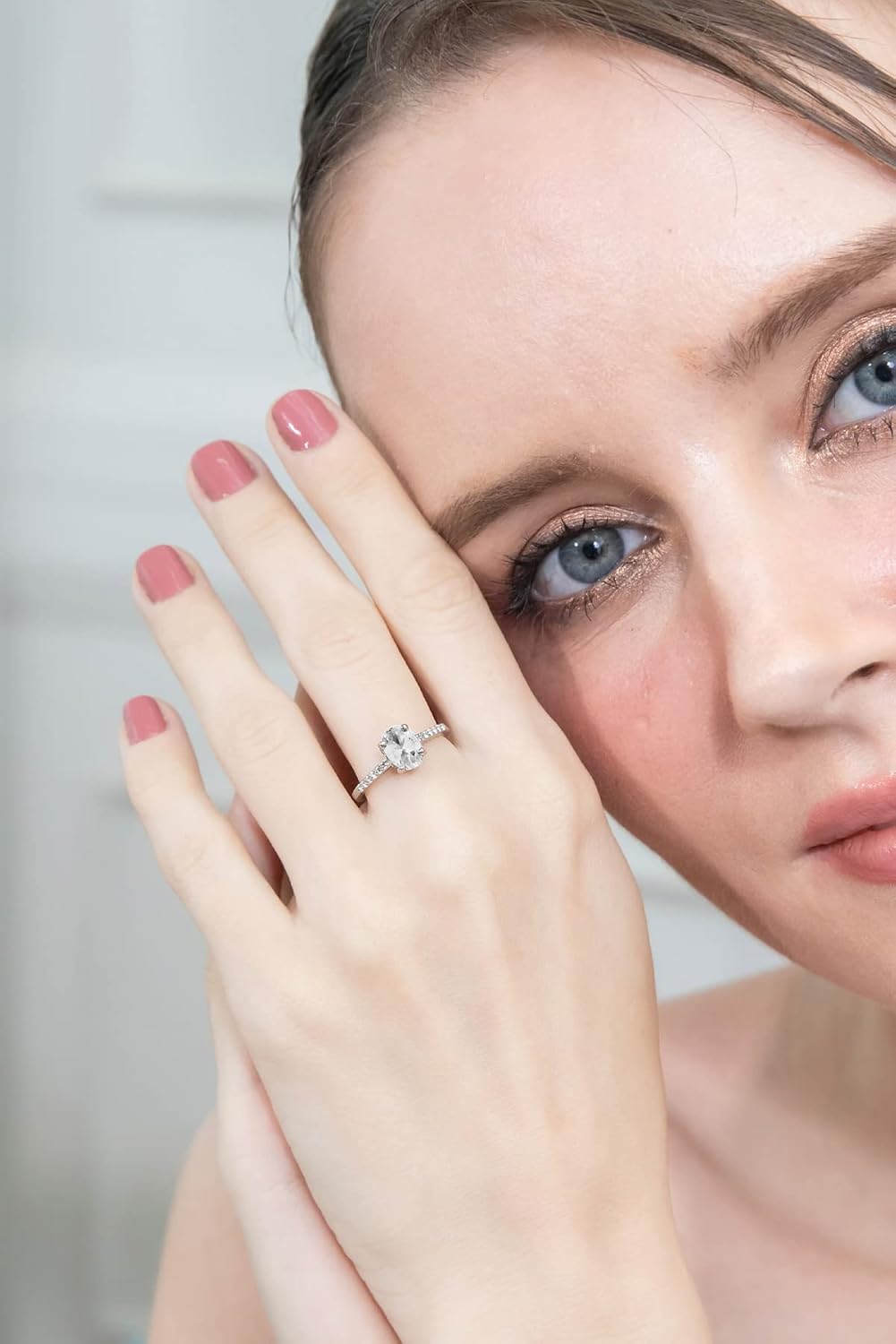 Sterling Silver Synthetic White Sapphire Oval Crown Ring - Image 2