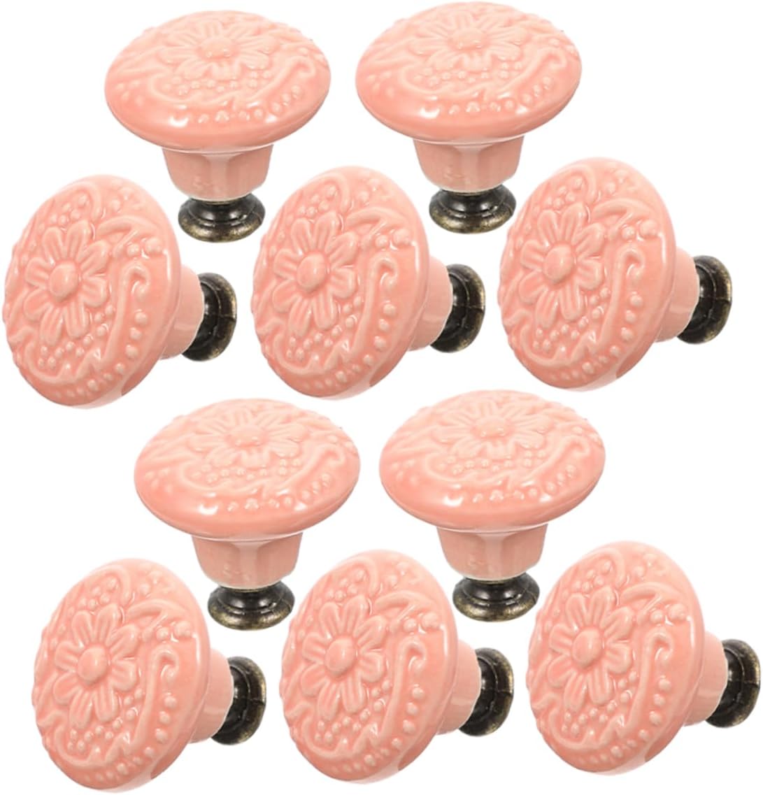 10Pcs Ceramic Cabinet Drawer Knobs, Simple Design Furniture Pull Handle