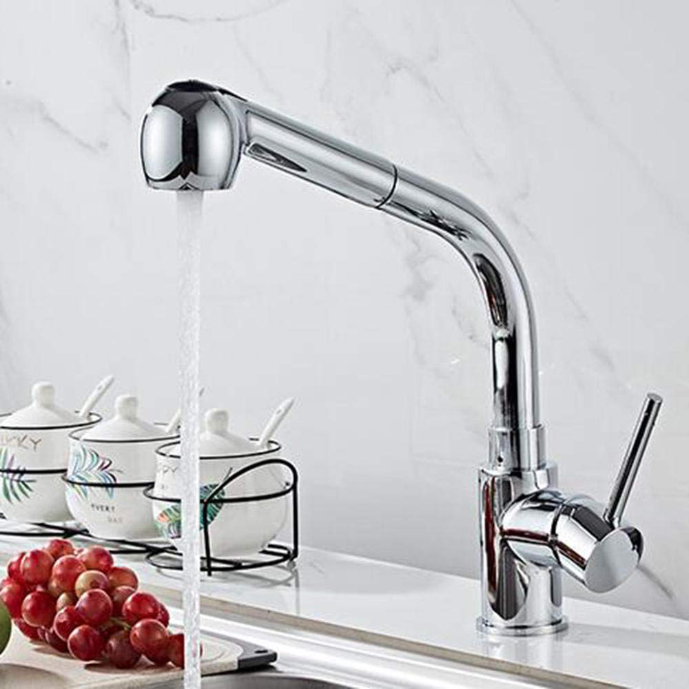 Grifo Cocina Extraible Giratorio de 360 ​​Grados de Latón Caliente y Frío 2 Modos Grifo de Cocina Extensible Griferia Cocina Grifos Cocina-Cromo