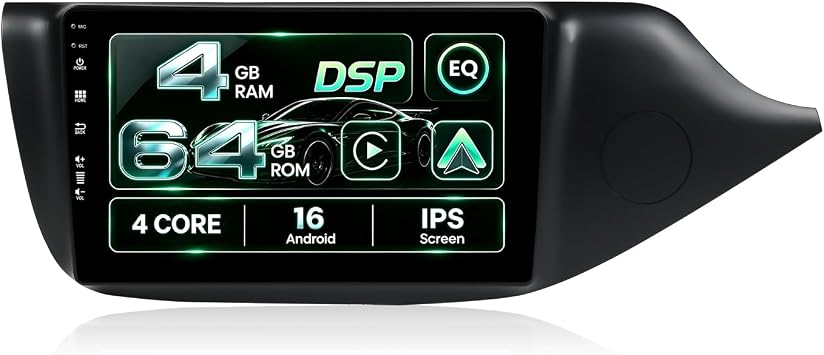 [4GB+64GB] Android 16 Car Radio Stereo For KIA CEED JD 2012-2016 Sat Nav | 9 inch Touch Screen Stereo, Wireless Carplay & Android Auto/GPS/WiFi/Bluetooth/EQ/DSP/FM/AM/RDS/Free Camera/UK Map