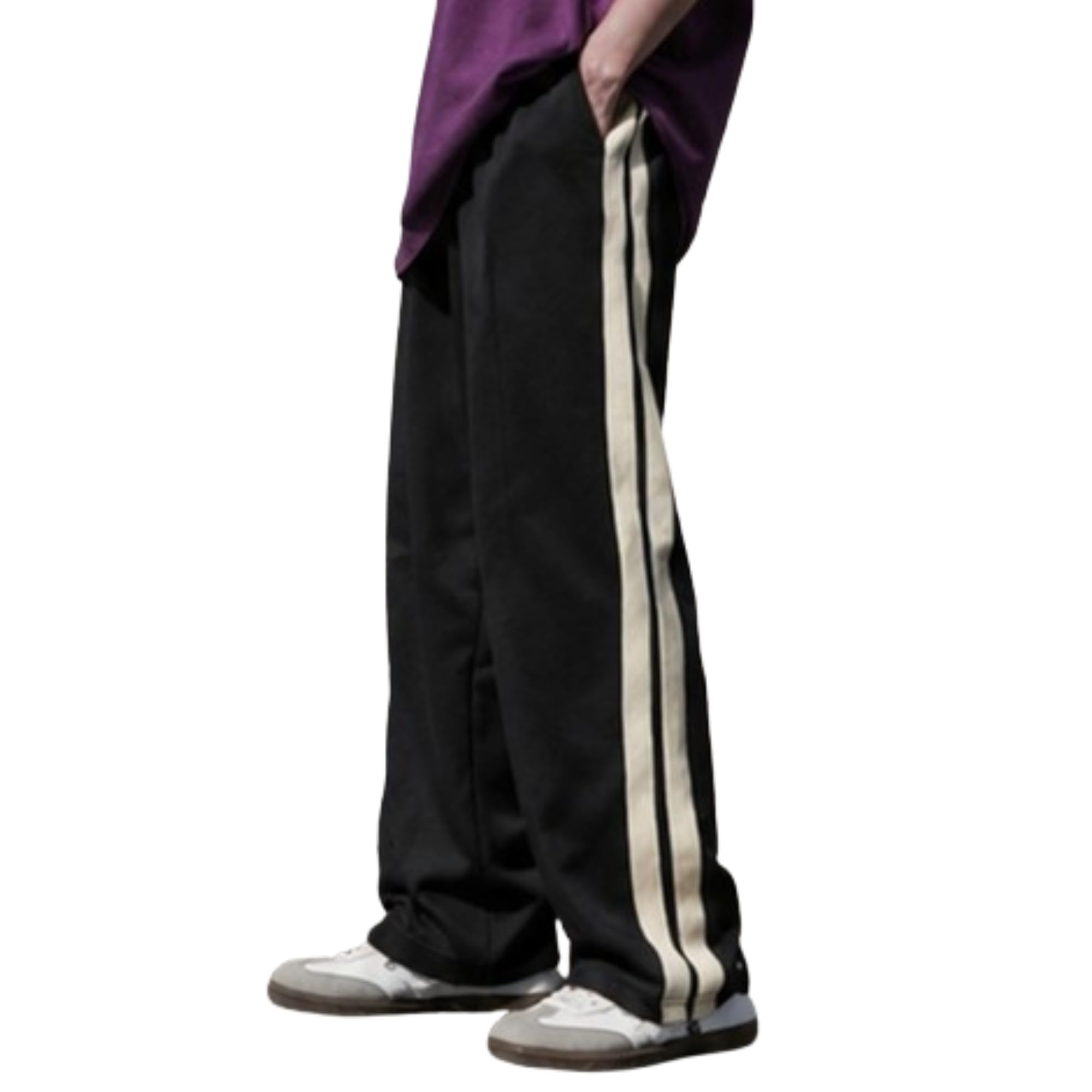 Mens Loose Fit Track Pant for Men | Cotton Blend | Baggy Black-image-14