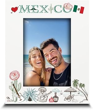 BELLA BUSTA-Mexico City Picture frame-Wedding, Engaged, Honeymoon, Vacation in Mexico- UV Print Mexico symbols Design set 5x7 Vertical