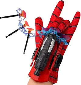 Lançador de Teia Infantil com Luva – Brinquedo Super-Herói de Pulso com Dardos, Disparador Ajustável, Educativo, Divertido, Presente Criativo para Crianças, Brinquedo Interativo