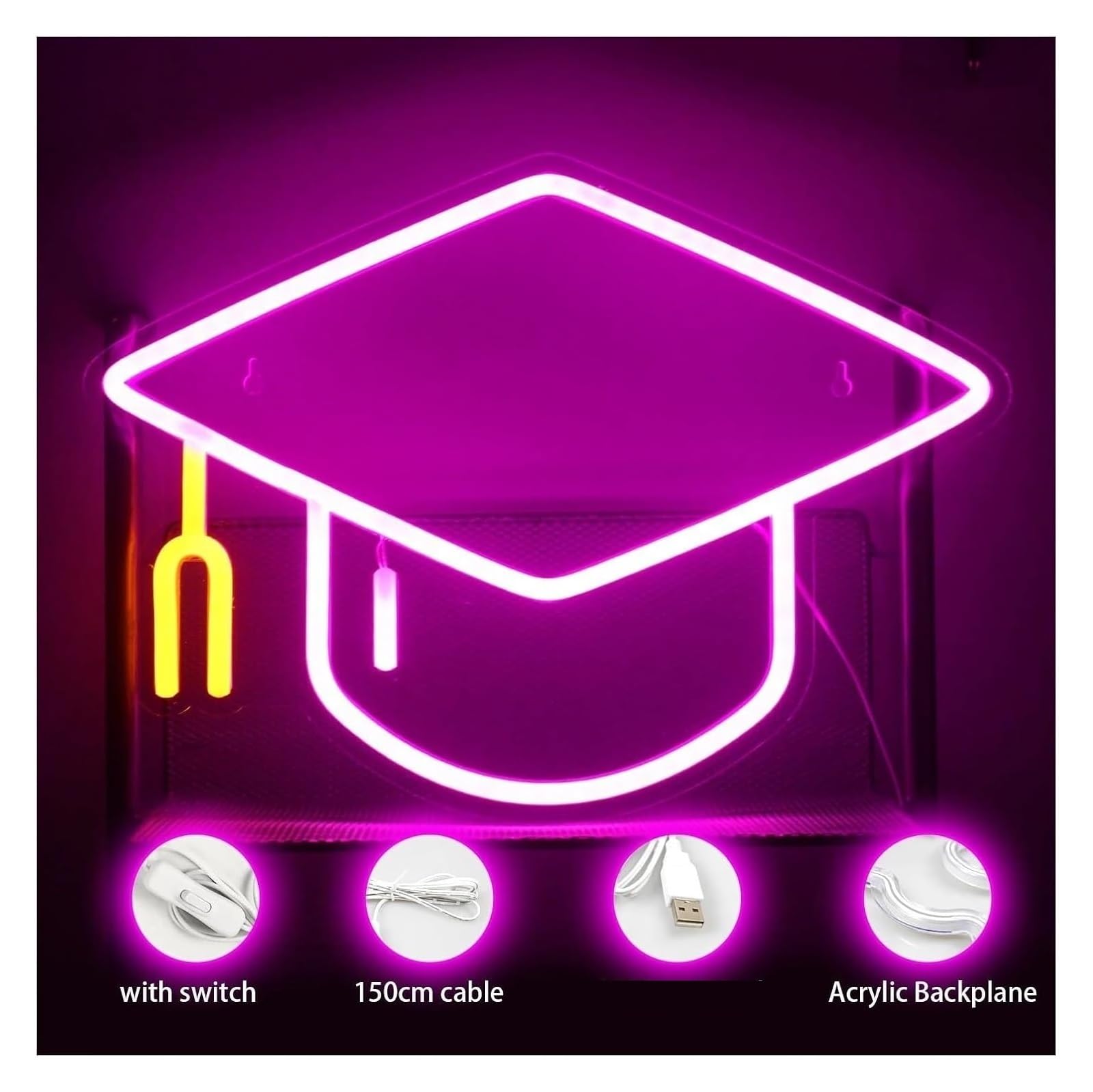 Lámpara LED Neón Decoración de luz neón con letrero LED gorra soltero en acrílico para cumpleaños bar tienda dormitorio