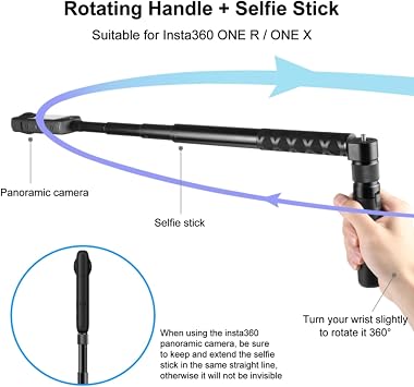 Coverzone 360° Dönebilen Bullet Time Kamera Tutucu, Mini Masa Tripodu, Çift 1/4 Vida Alüminyum Gövde Taşınabilir Stabil Stand Insta360 X3, X2, X4, X5, ONE RS, GO 3, One X ile Uyumlu (Bullet Bundle)