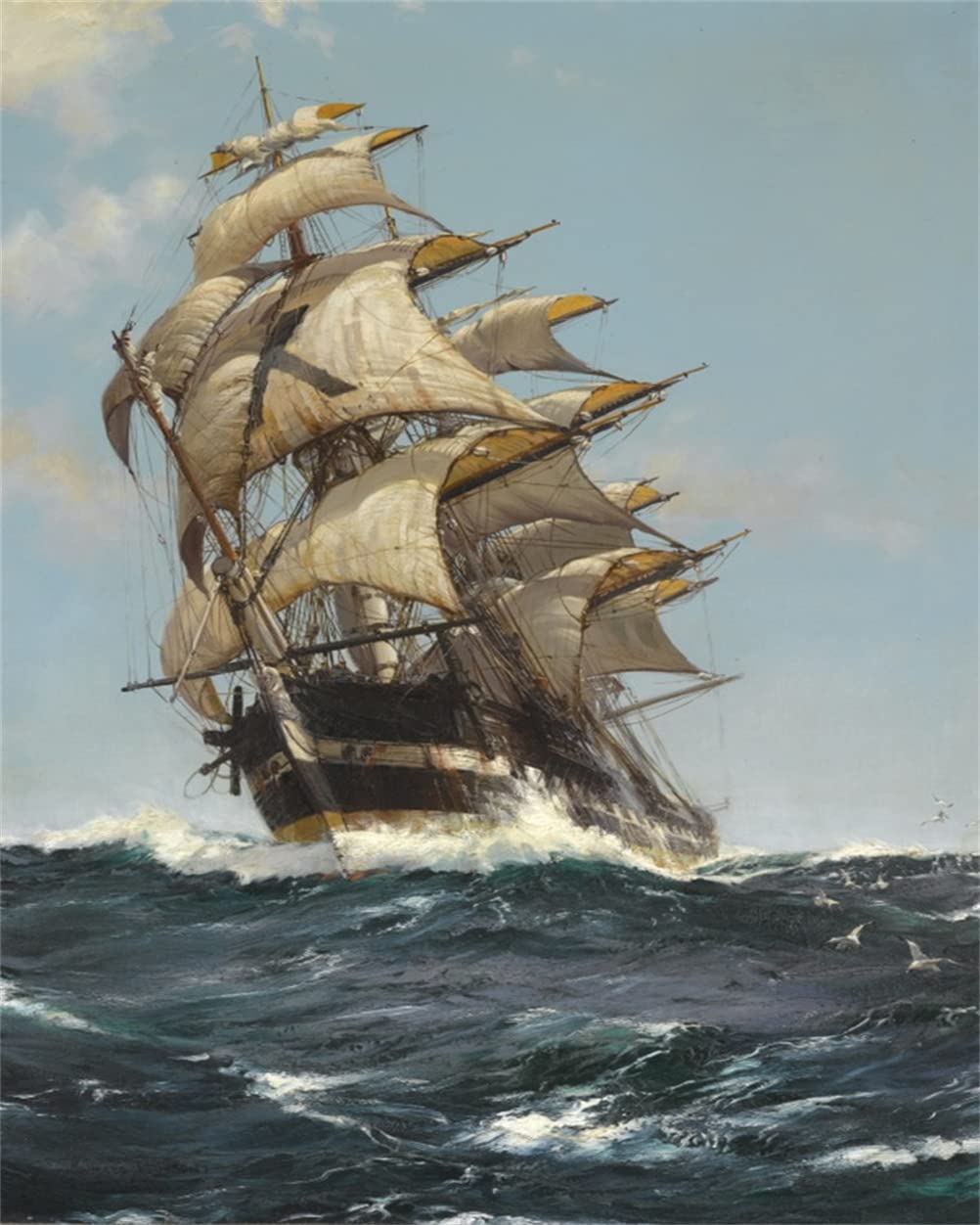 Meecaa Sailboat Paint By Numbers Sailing Sea Kit For Adults Beginner Diy Oil Painting 16X20 Inch (, No Frame)