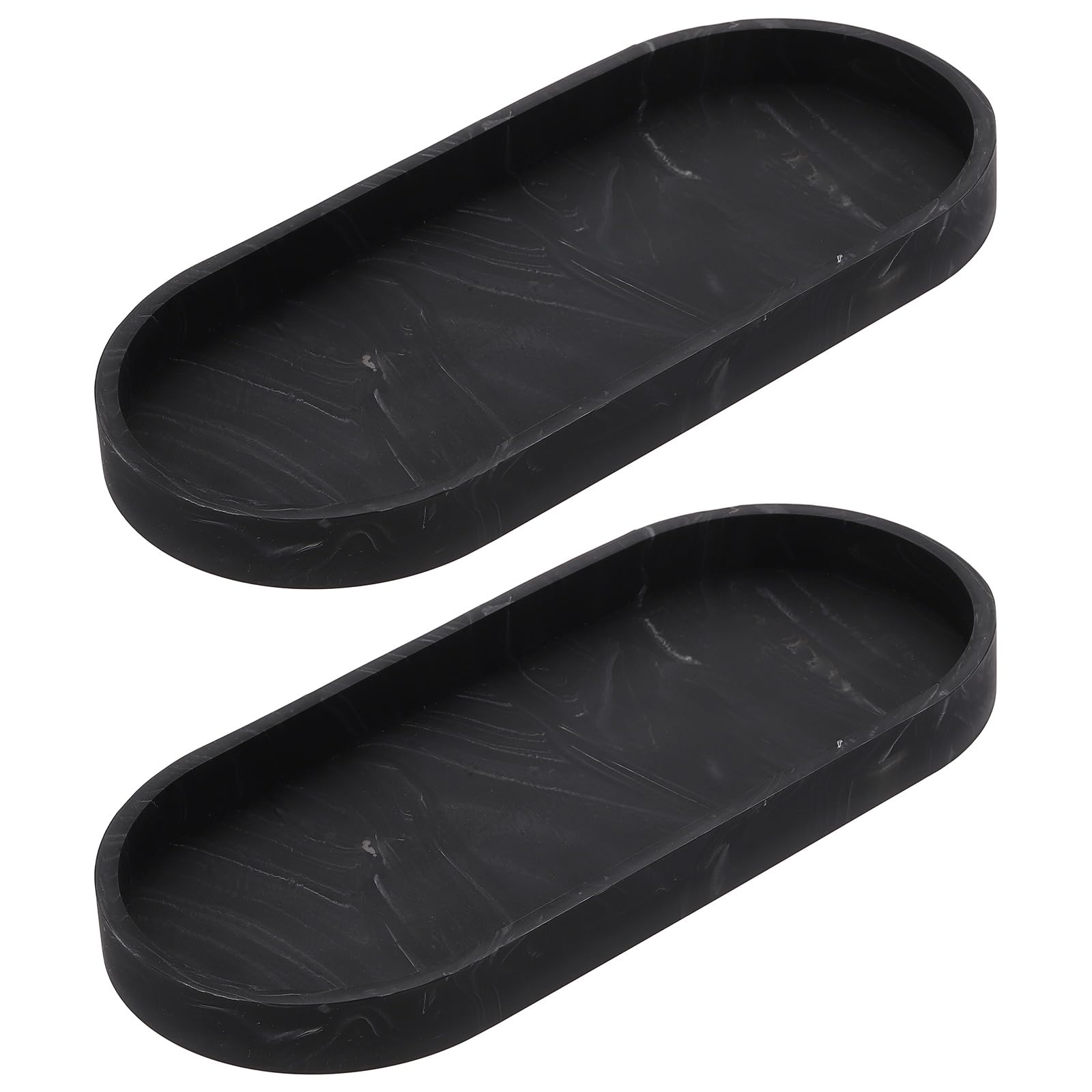 Plateaux ovales en silicone noir pour ranger clés et cosmétiques de salle de bain