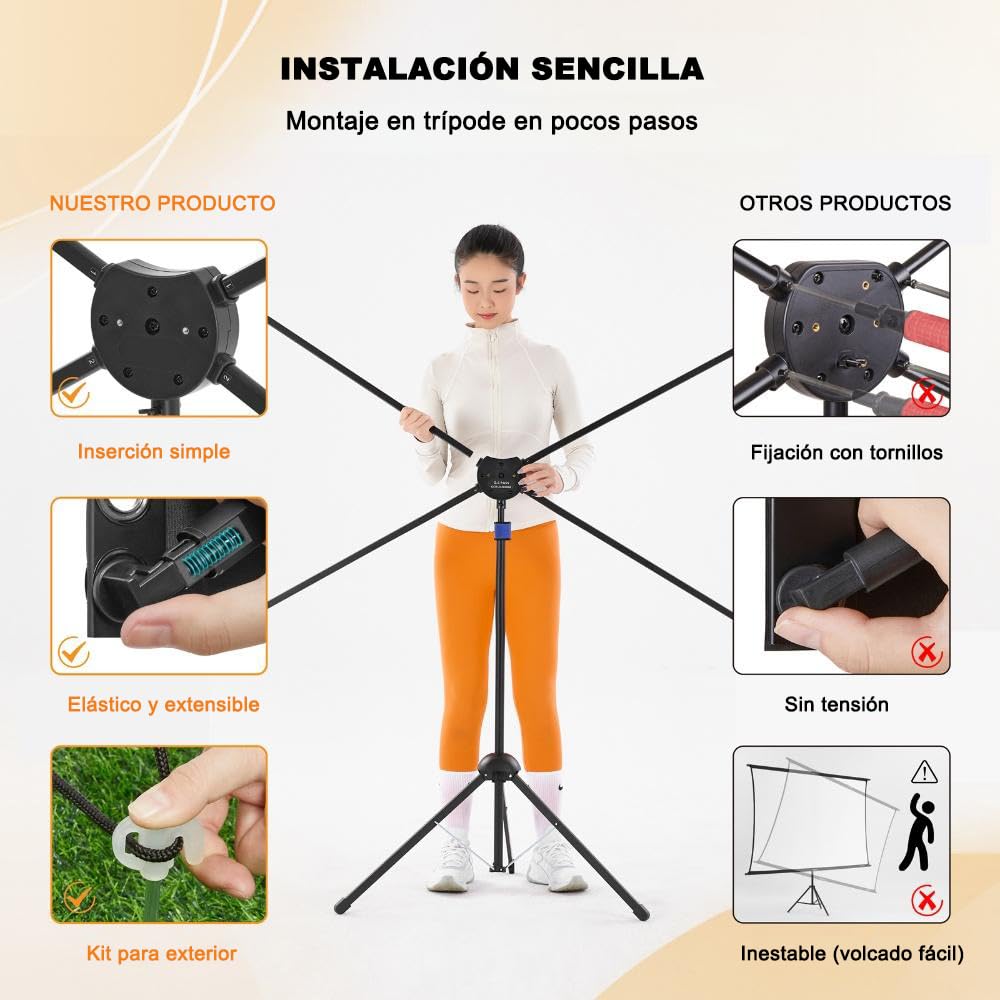 Pantalla de Proyección Exterior 80 Pulgadas 16:9 4K Portátil Resistente al Viento para Cine en Casa y Camping
