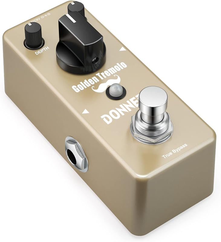 Donner Pedal de trémolo, pedal de guitarra Golden Tremolo, pedal de efecto de trémolo analógico para guitarra eléctrica y bajo True Bypass