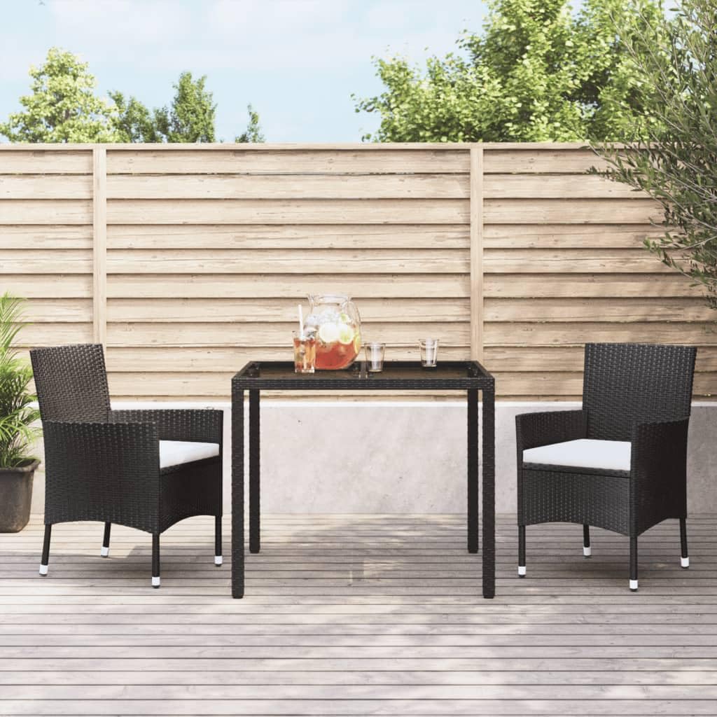 Chaises de jardin en rotin synthétique noir outdoor avec coussin d'assise confortable
