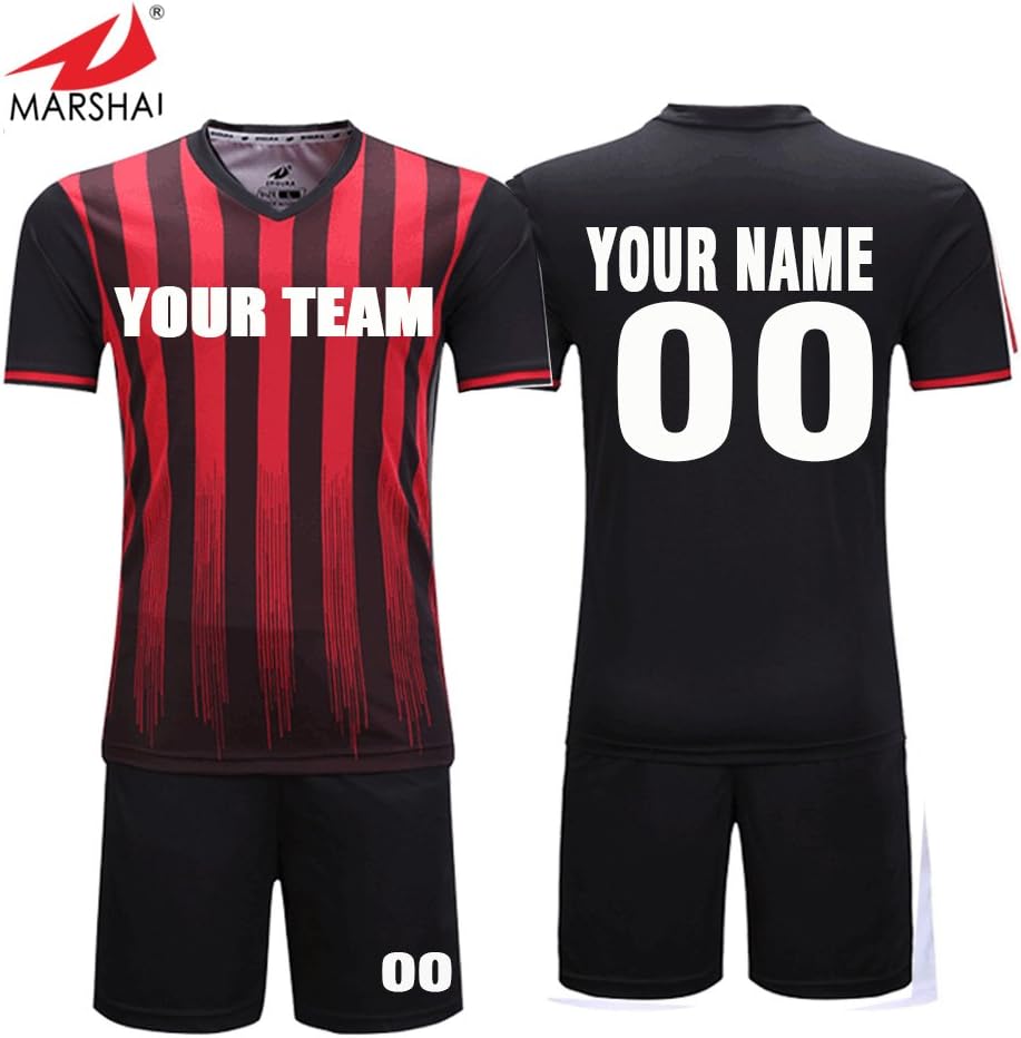 Custom Soccer Jerseys Black and Red Custom Your Name, Number