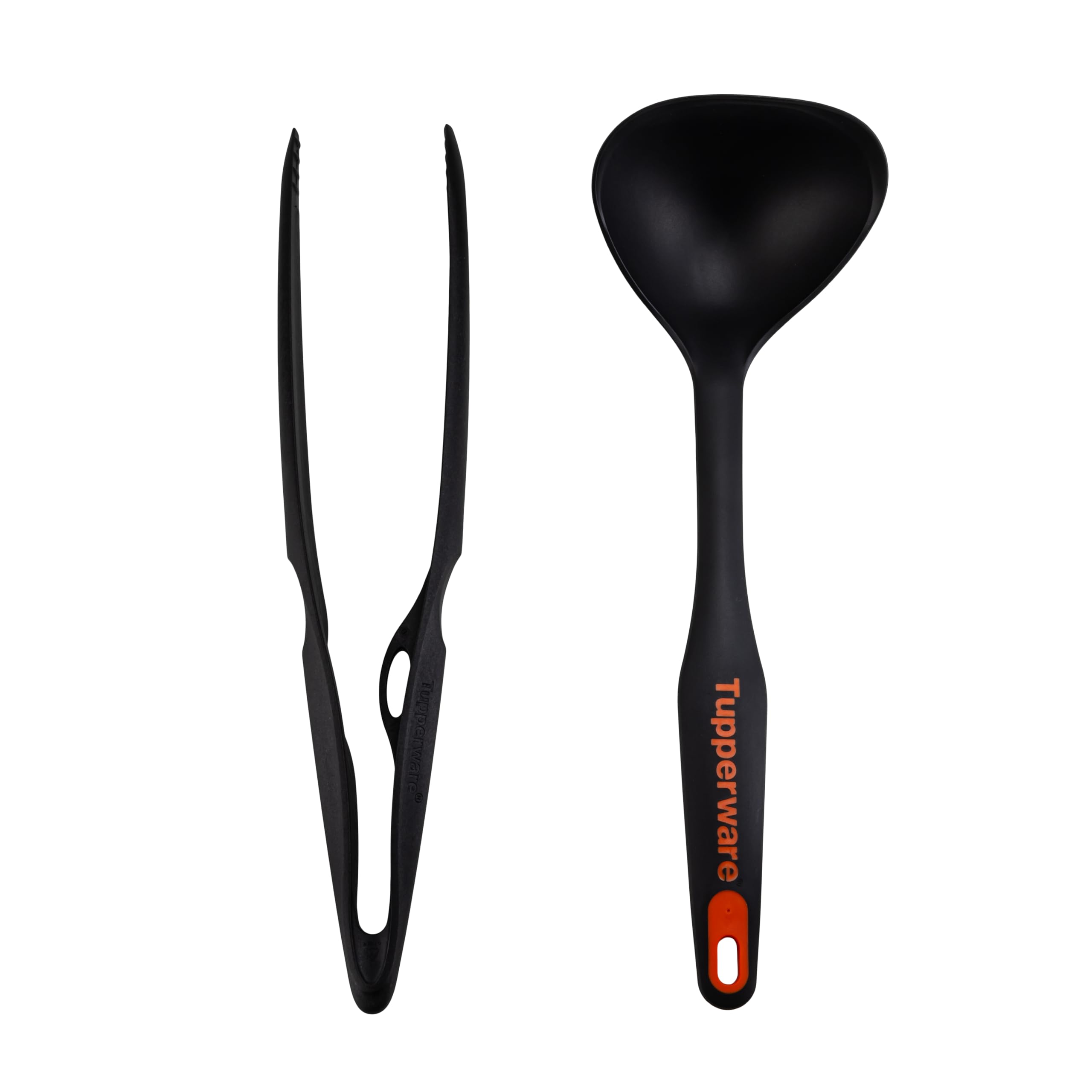 Tupperware Griffbereit Küchenhelfer Grillzange (p) schwarz + Griffbereit Schöpfkelle Küchenzange (inkl. Katzen Magnet) (2 Stück, Edelstahl, Modern, Schwarz)
