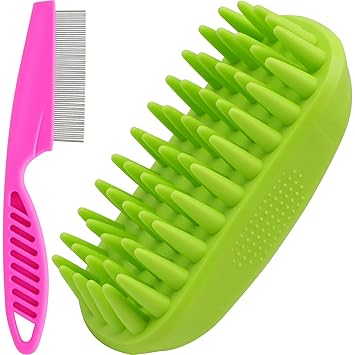 Dog Bath Brush,Soft Dog Rubber Shampoo Brush,Multi-Functional Pet Grooming Brush for Long Short Haired Dogs and Cats