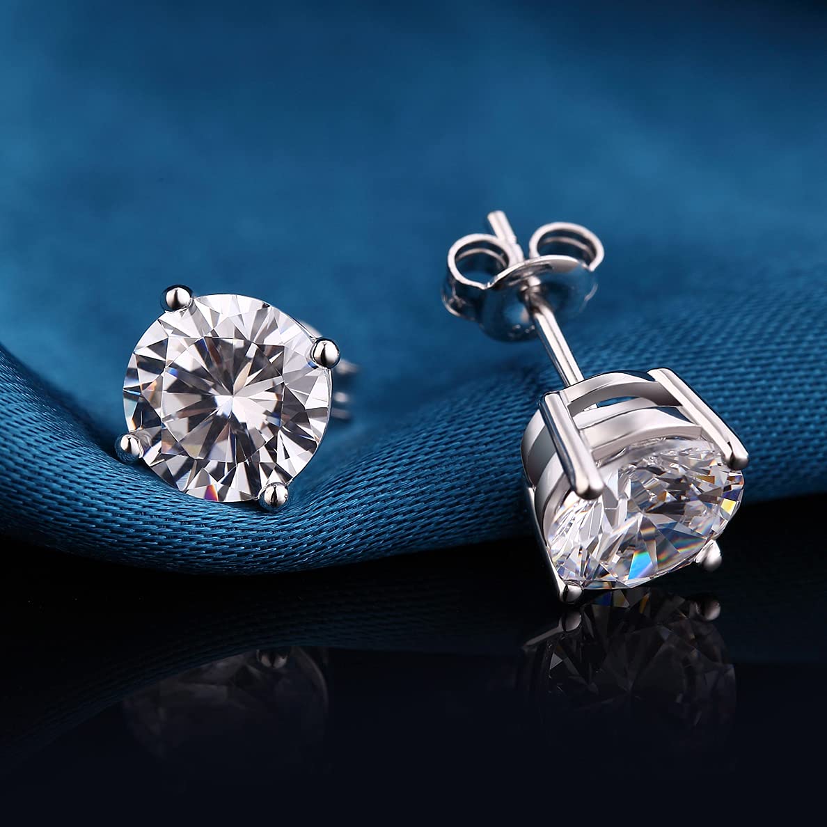 Jiamiaoi Orecchini Uomo Orecchini Uomo Diamante 3mm-8mm Orecchini Argento 925 Per Donne e Uomini Placcati In Oro Bianco 18 Carati