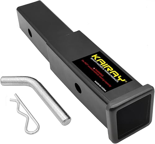 KAIRAY Extensión de enganche de remolque, extensor de tubo receptor de 2 pulgadas, longitud de extensión de 7 pulgadas, con pasador de enganche de