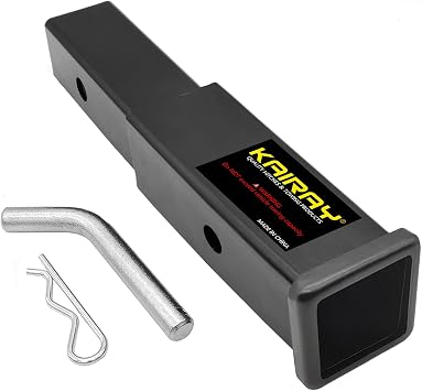 KAIRAY Trailer Hitch Extension, 2 Inch Receiver Tube Extender, 7 Inch Extension Length, with 5/8 Inch Hitch Pin and Clips, 3500 lbs GTW