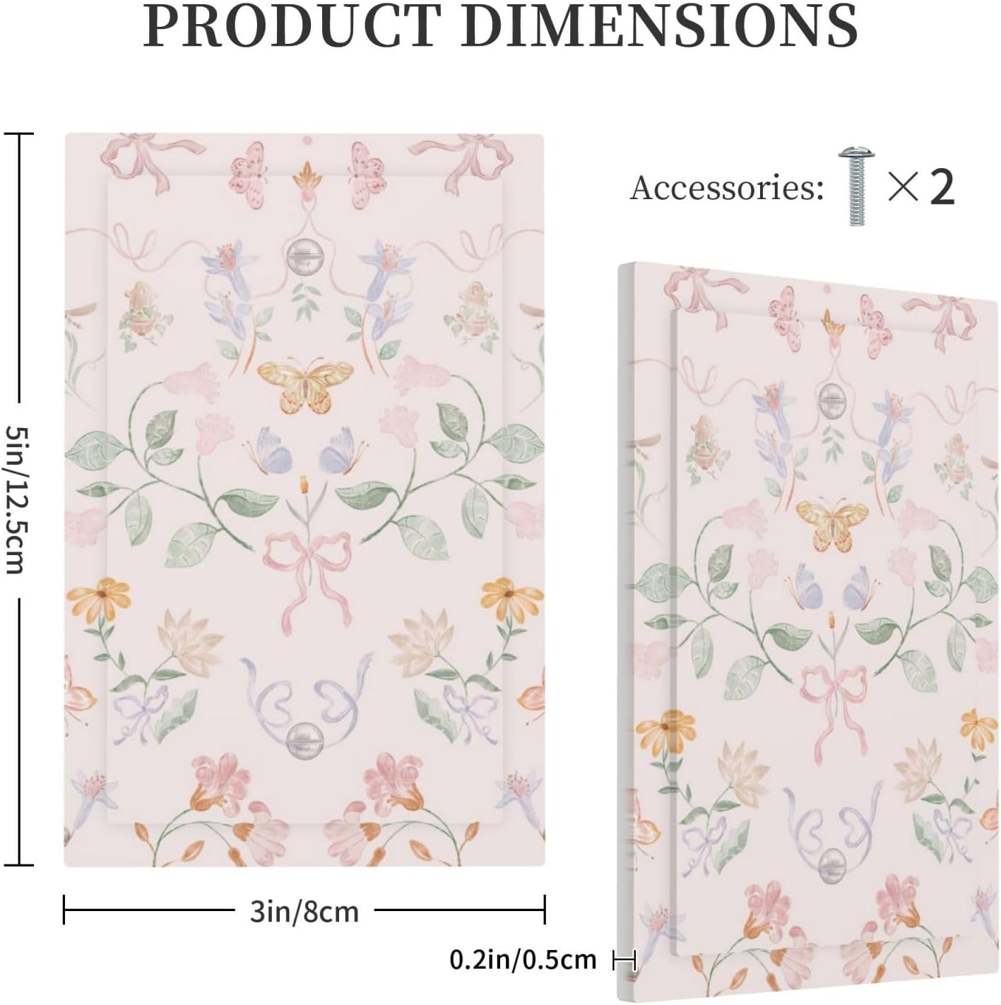 Single Blank Decorative Light Switch Covers Pink Coquette Floral 1 Gang No Device Outlet Covers Wall Plate Delicate Watercolor Butterfly Switchplate Faceplate for Girls Nursery Bedroom Decor image 4