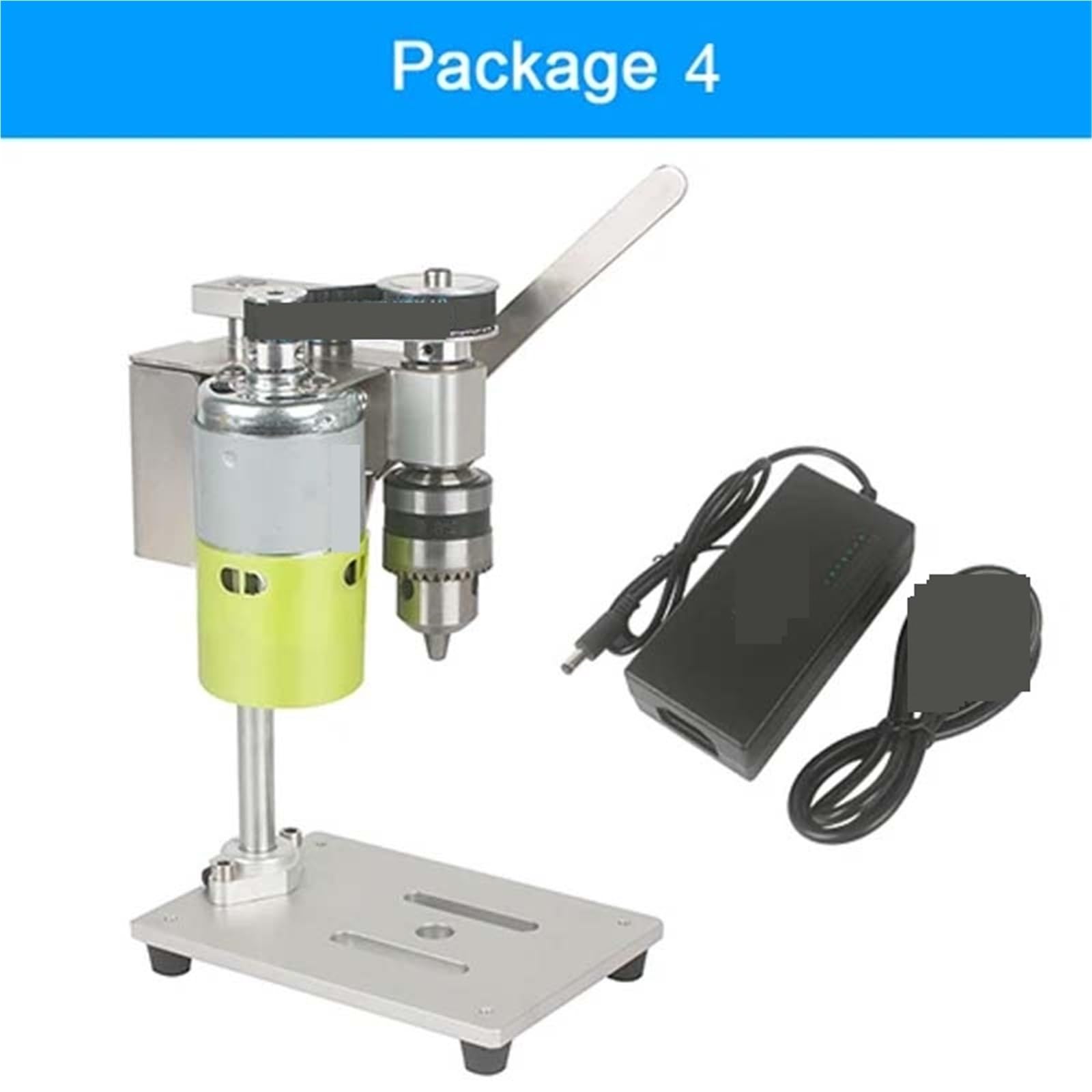 Trapano a Colonna, Mini Trapano da banco Multifunzionale, fresatrice, 120 W, Fai da Te, Macchina for Foratura ad Alta precisione, mandrino(Package 4)