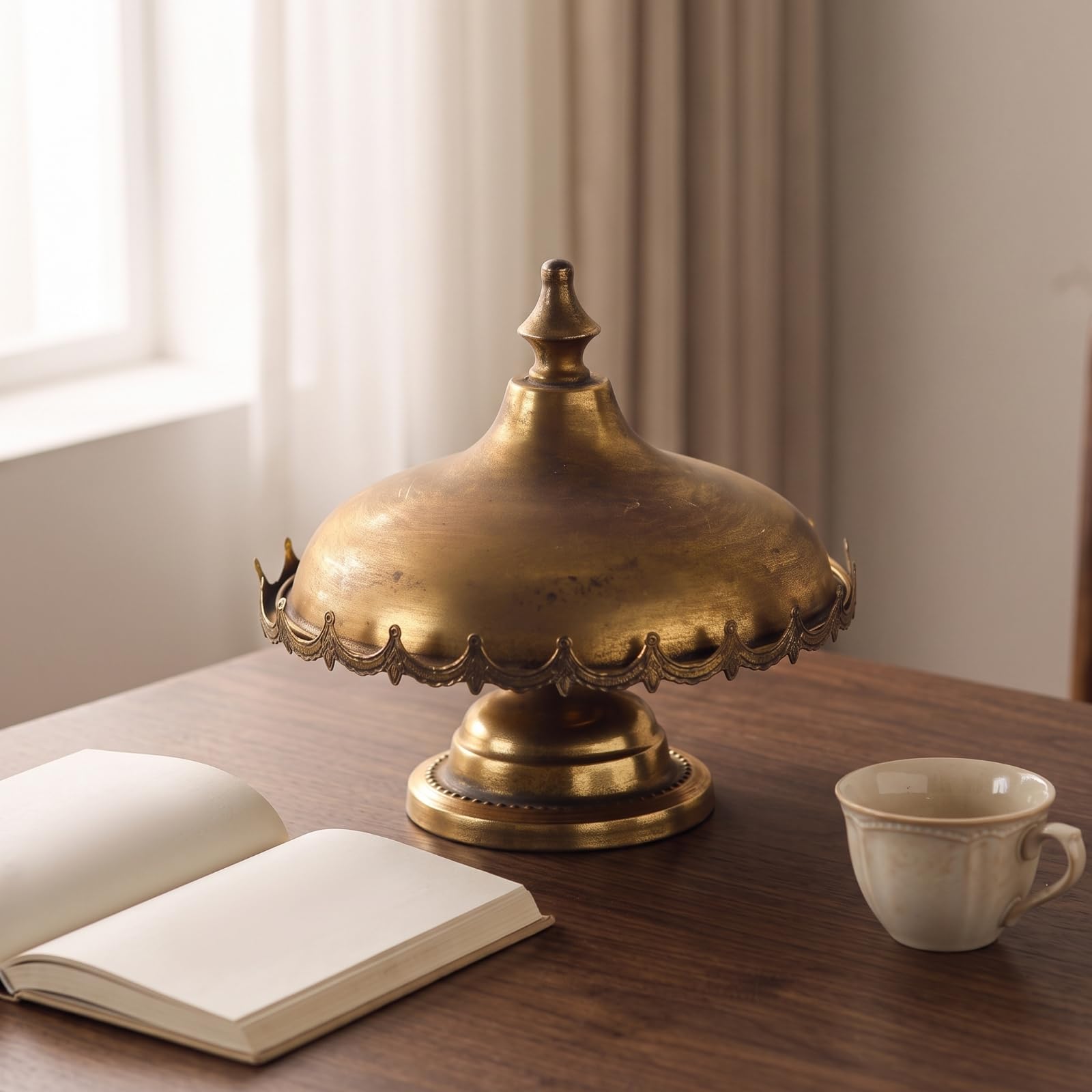 Bandeja Decorativa de Servir Expositor Vertical de Dos Bandejas con Asa Borde Metal Resistente Estilo Europeo Adecuada para Bodas Fiestas Cafés Mesa del Comedor