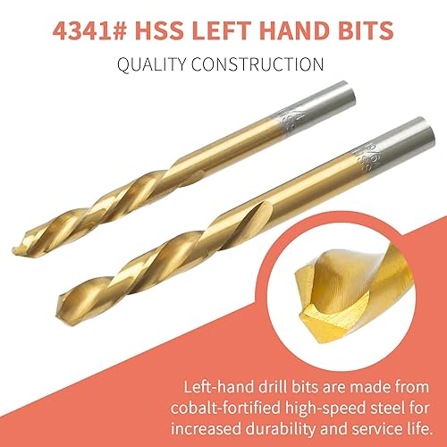 Miniatura 5 de REBRA Extractor de tornillos y juego de brocas para mano izquierda, kit de taladro de acero HSS de cobalto invertido fácil de quitar, redondeado,