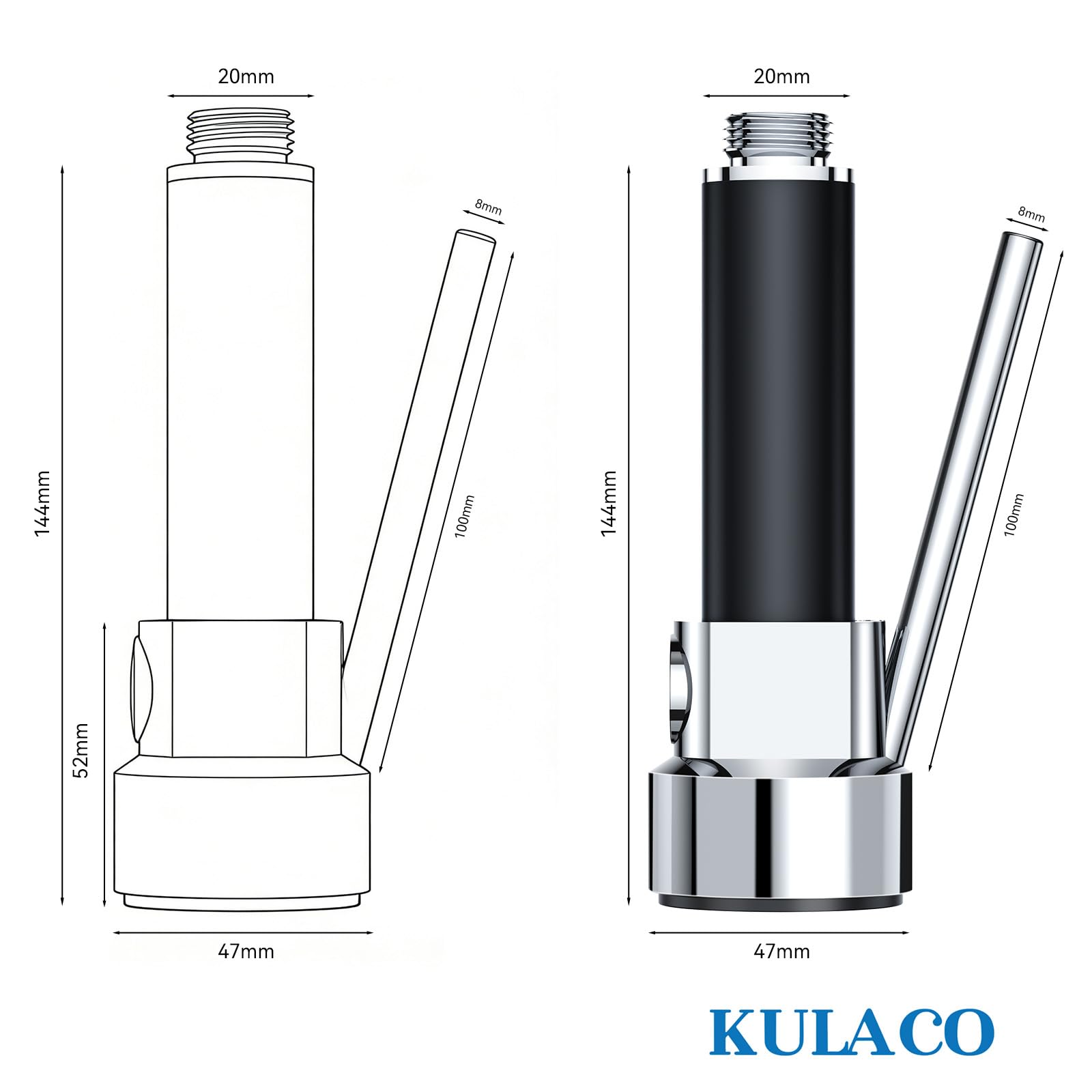 KULACO Ducha de mano profesional para gastronomía, 1/2" estándar AG | cabezal de repuesto de latón para ducha de platos, ducha de repuesto para fregadero de cocina, ducha para cocina/restaurante