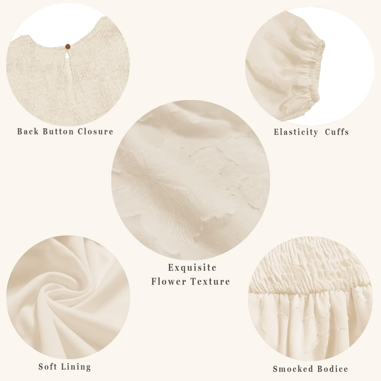 MITILLY Women's Elegant Floral Long Sleeve Round Neck Smocked A-Line Flowy Tiered Maxi Dress with Pockets - Image 5