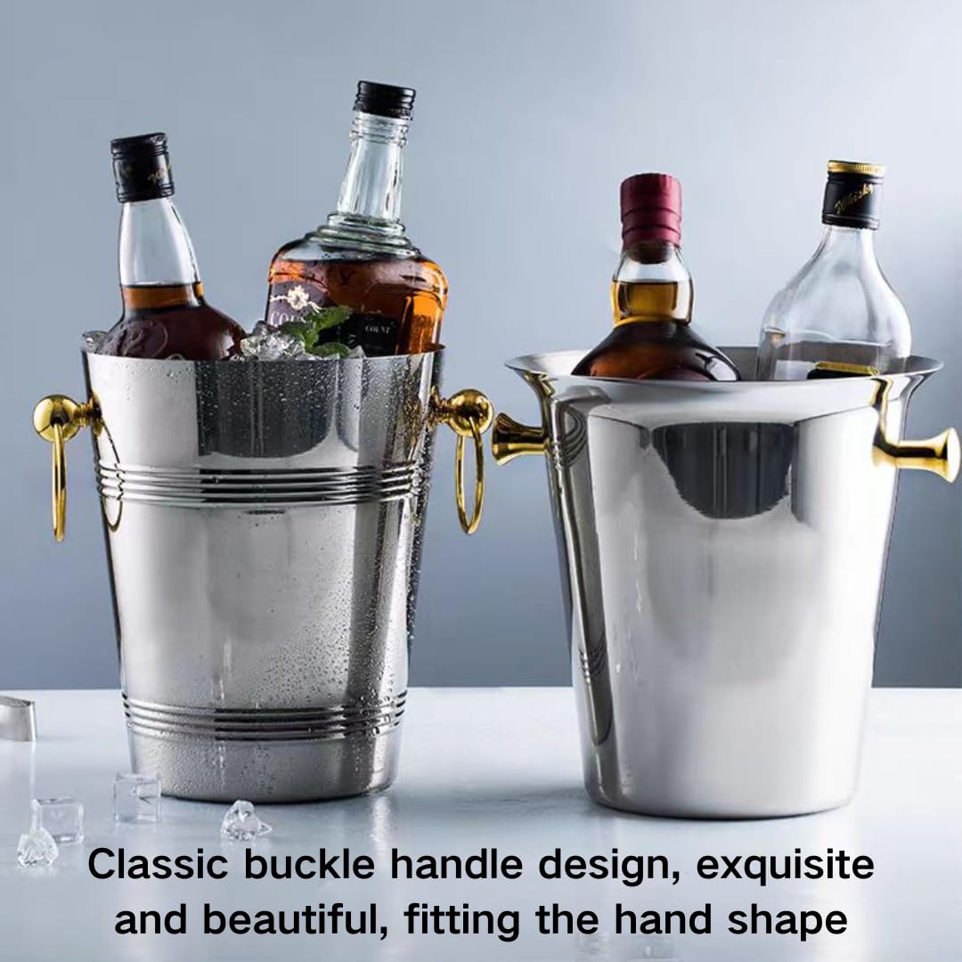 Cubeta de Hielo Cubo de Acero Inoxidable, Cubos de Hielo for Fiestas, Cubo de Hielo Comercial con Aislamiento térmico de Doble Capa for KTV, champán, Vino Tinto, Cerveza, Hielo en Grano