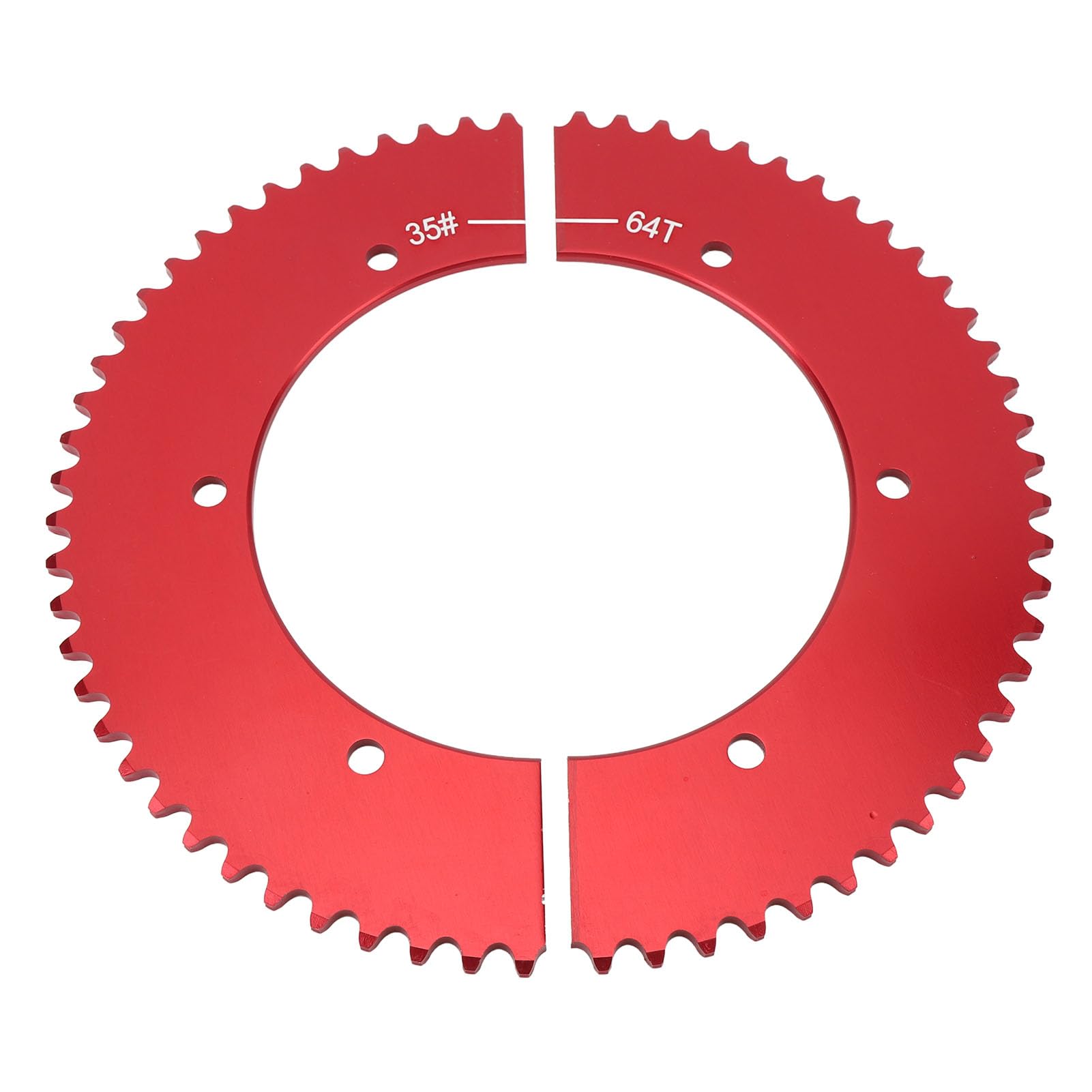 Yosoo Health Gear Zębatka Dzielona z 64 Zębami Tylna Zębatka ze Stopu Aluminium do łańcucha 35, Lekka, Dwuczęściowa Konstrukcja, łatwa Instalacja i Regulacja Przełożenia do Wyścigów Gokartów Minibike