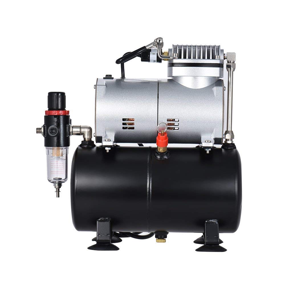 Aerograph Airbrush Mini Oil-Less Air-Compressor with Tank & Hose pipe/spring tube 6 ft 1