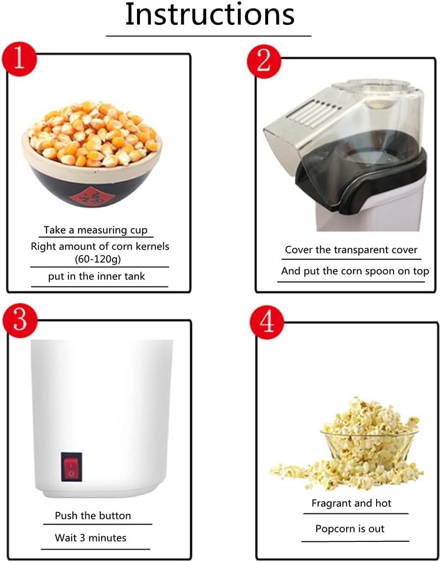 Portable Popcorn Maker, Air Popcorn Maker, Mini Popcorn Maker, Fast and Easy-to-Use, Popcorn Popper Maker, for Families with and Parties,Pink