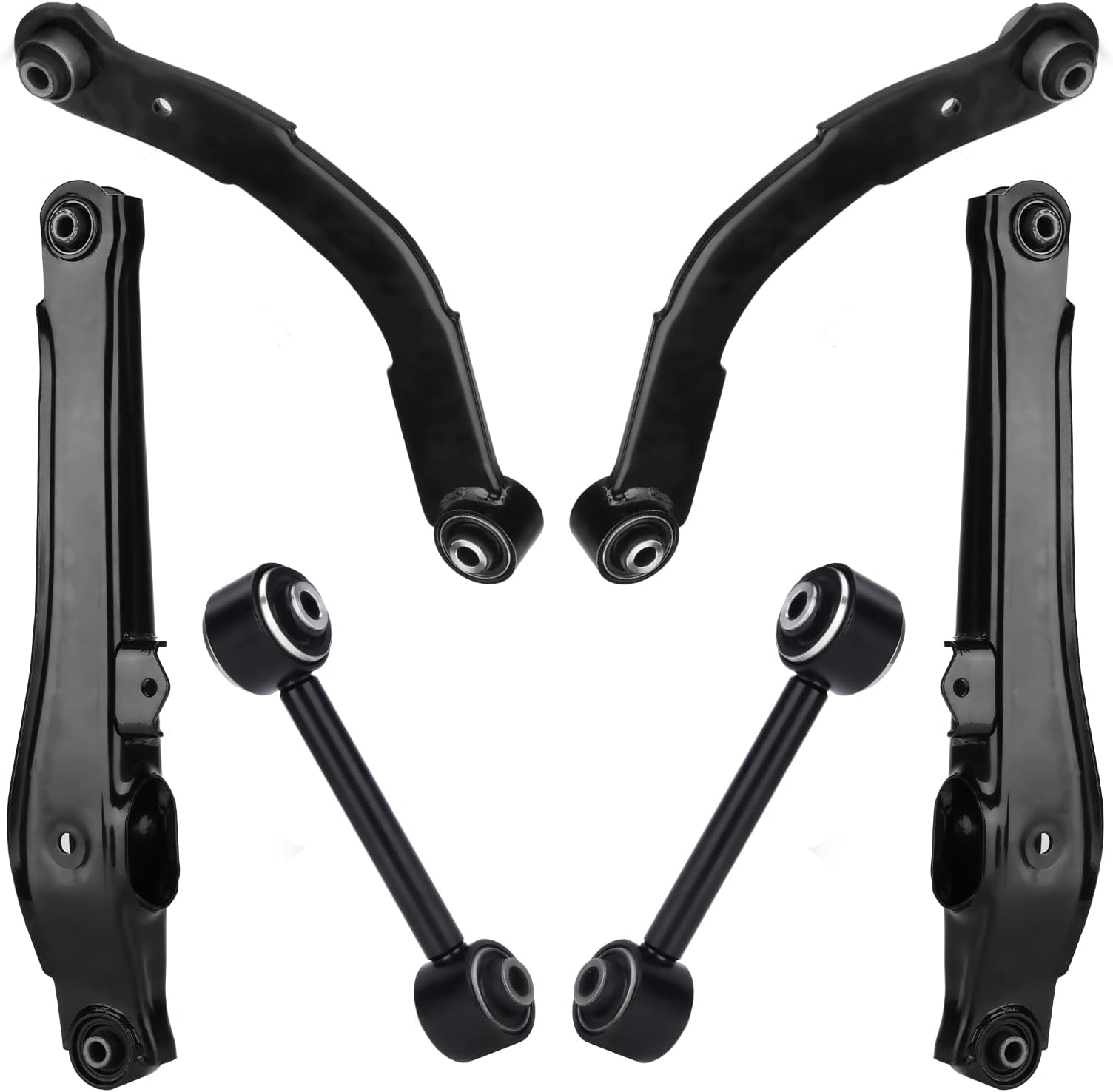 6 PCS Rear Upper Lateral & Lower Control Arms for 07-17 Jeep Compass Patriot 07-12 Dodge Caliber, Lower Rearward Lateral Toe Arms Suspension Kit K641281 K641868 K641226