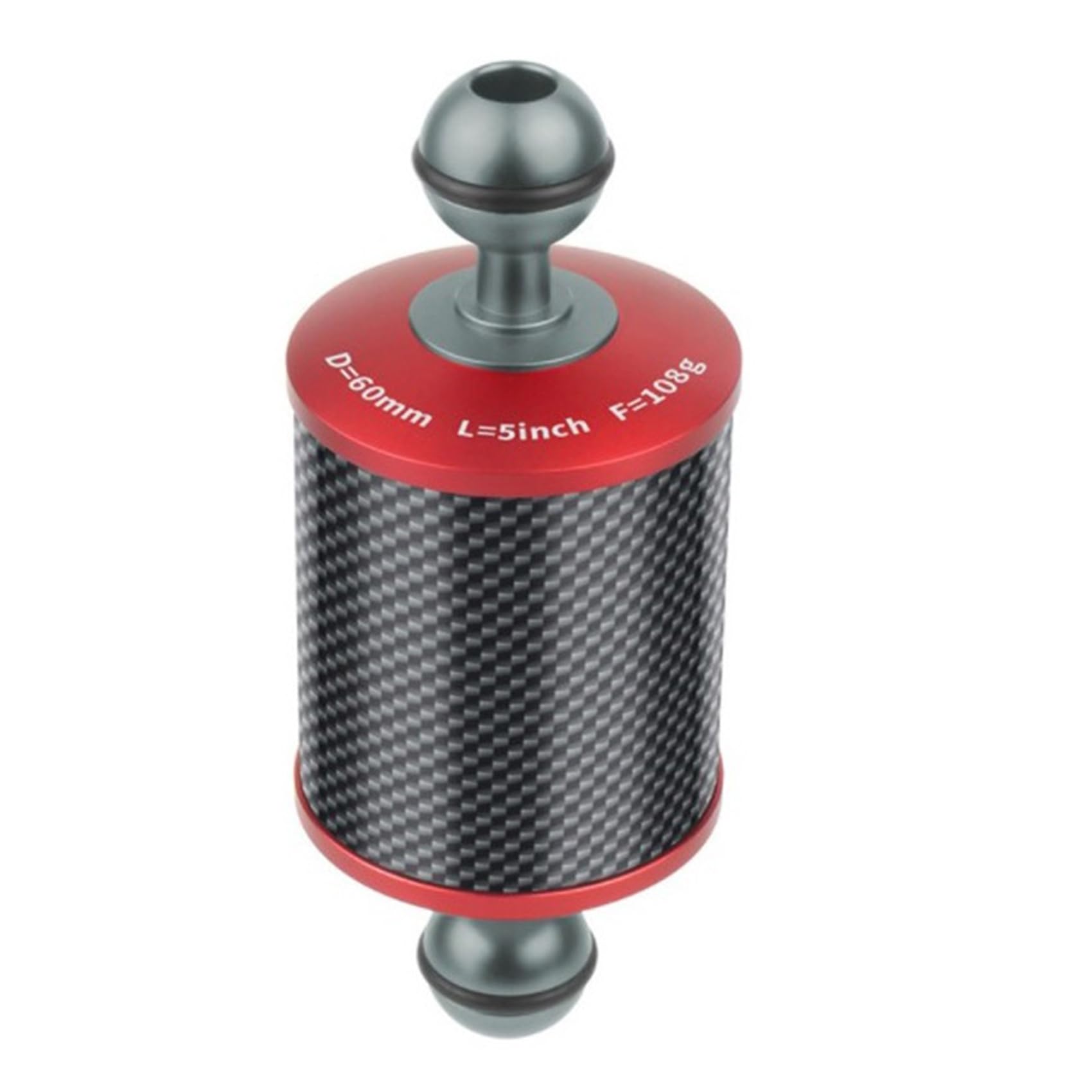 Tassteen 4X Dia 60mm Carbon Fiber Float Buoyancy Aquatic Arm 5 Inch for DSLR Camera Tray Underwater Diving Accessories, Red