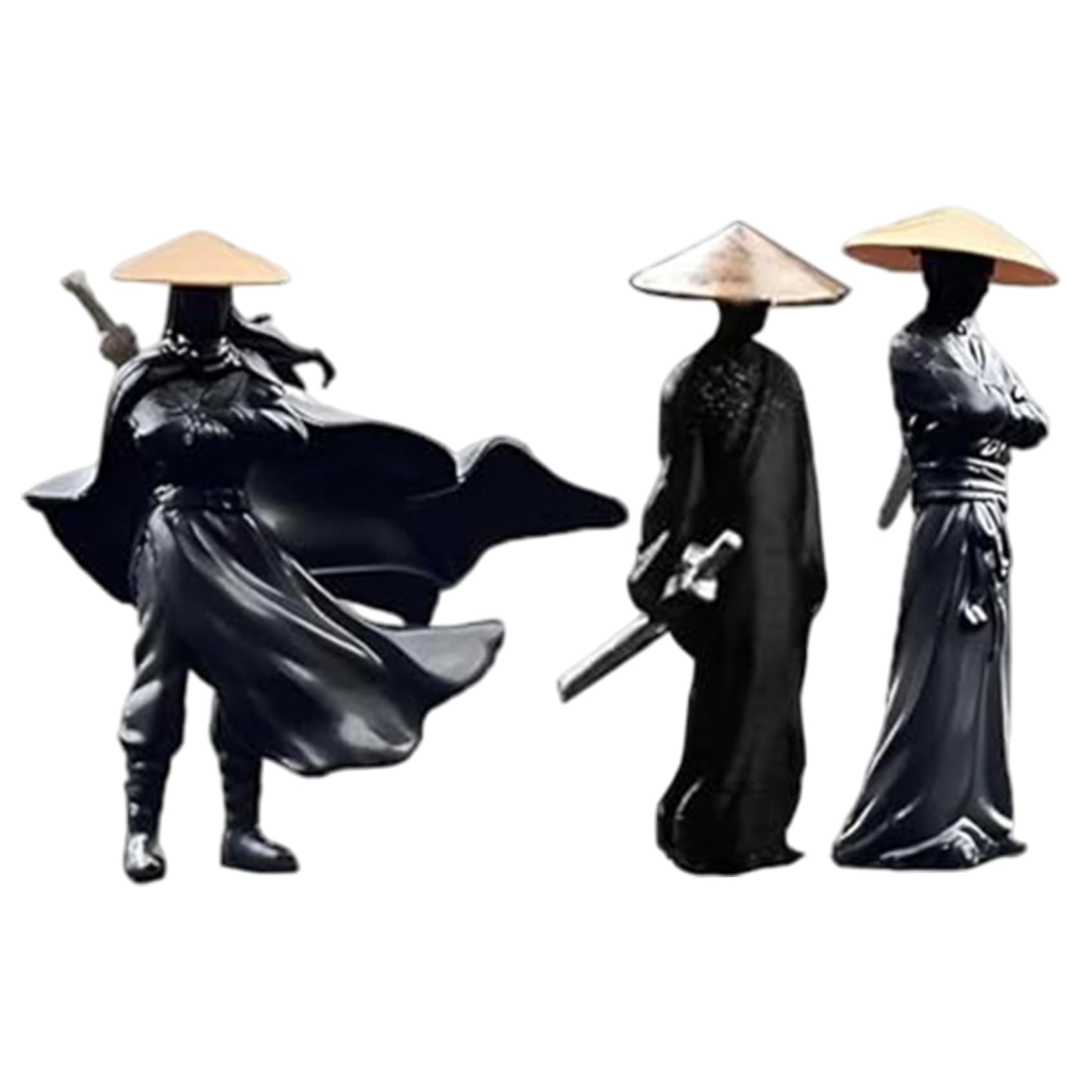 Latemeia Samurai Action Figure, 3PCS 1.2 Inch Plastic Samurai Statue for Home Office Desk Dashboard Decorations, Decoración del hogar