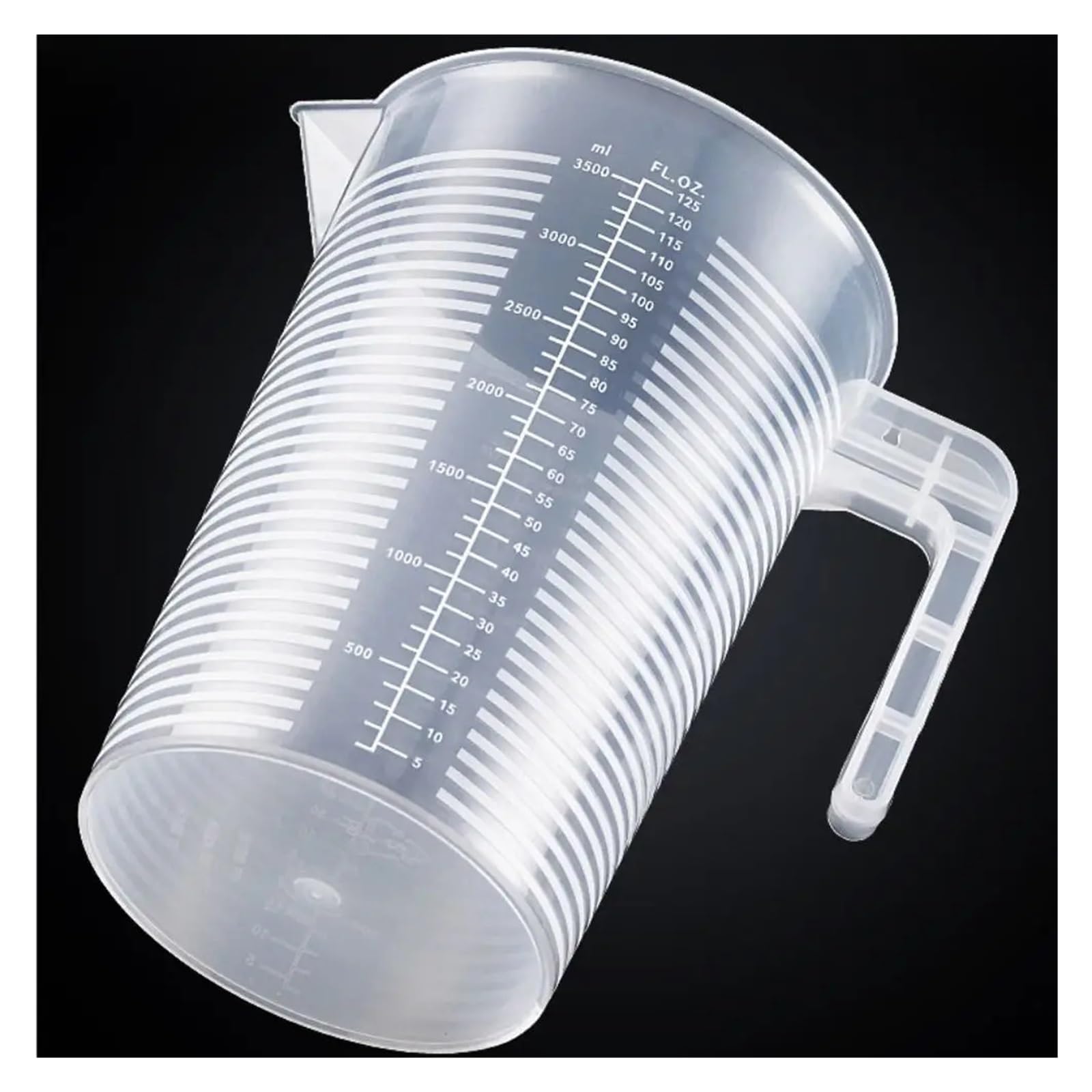 Vaso medidor graduado transparente de gran capacidad, vaso de laboratorio de plástico con tapa, vaso mezclador transparente for cocina y repostería.(3500ml(with a lid))