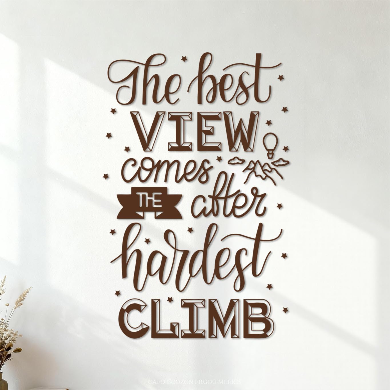 Vinyl Wall Stickers Creative Writing Lettering Quote Words Climb 42x64.3cm Car Body Decoration Coffee — image 1